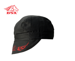 Revco BC5W-BK Welding Cap, Black with Red Flames & Logo